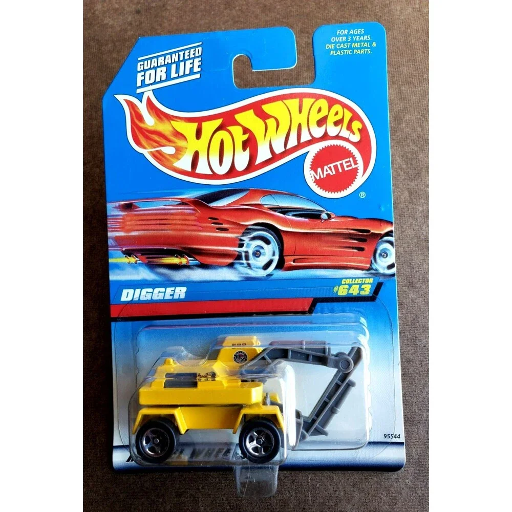 VTG 1998 Hot Wheels DIGGER Yellow #643 MAINLINE SERIES 1:64 Chrome 5 Spoke 95544
